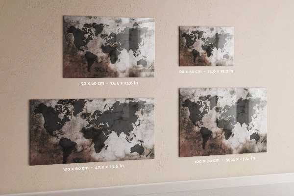 Magnetic world map concrete finish wall board