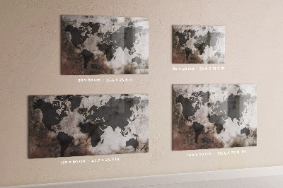 Magnetic world map concrete finish wall board