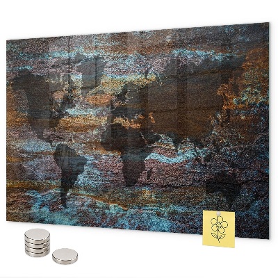 Magnetic World Map rust finish