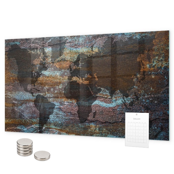 Magnetic World Map rust finish