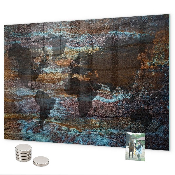 Magnetic World Map rust finish