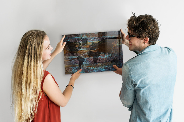 Magnetic World Map rust finish