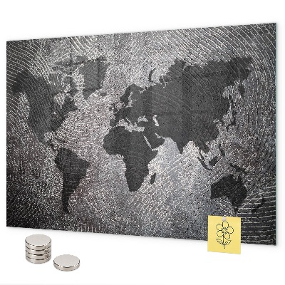 Magnetic world map concrete wall board