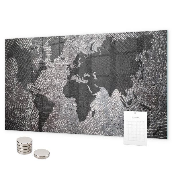 Magnetic world map concrete wall board