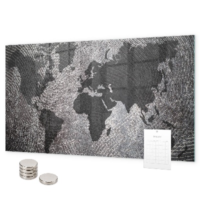 Magnetic world map concrete wall board