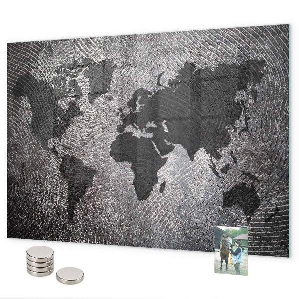 Magnetic world map concrete wall board