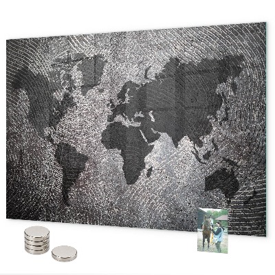 Magnetic world map concrete wall board