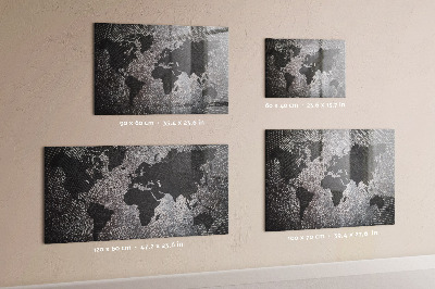 Magnetic world map concrete wall board