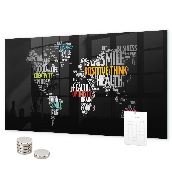 Magnetic world map board positive design for wall mounting