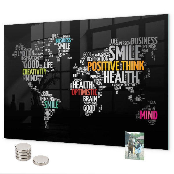Magnetic world map board positive design for wall mounting