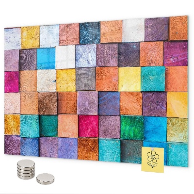 Magnetic board with wooden cubes