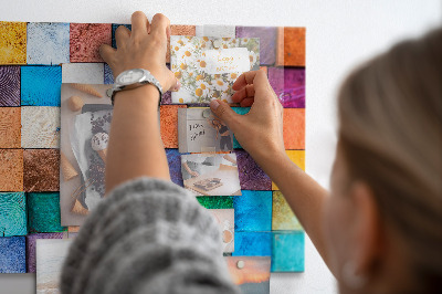 Magnetic board with wooden cubes