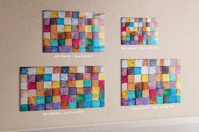 Magnetic board with wooden cubes