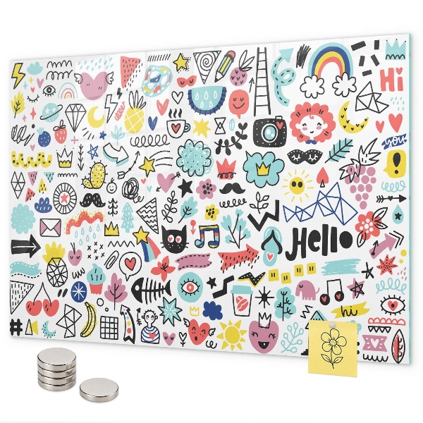 Magnetic wall board with sketch illustrations