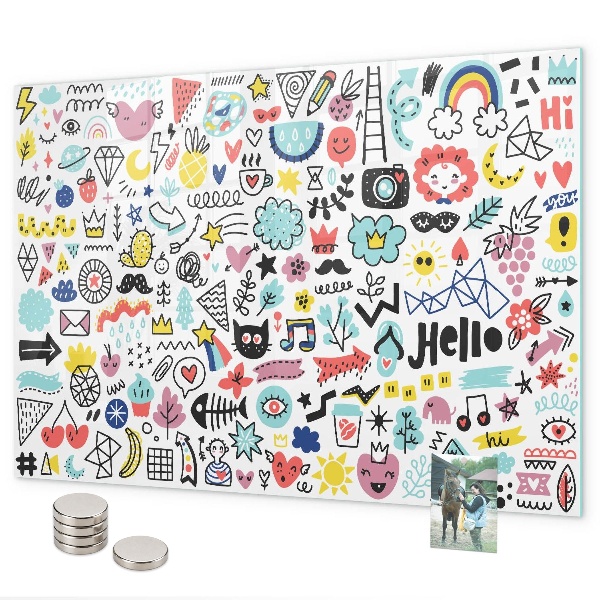 Magnetic wall board with sketch illustrations