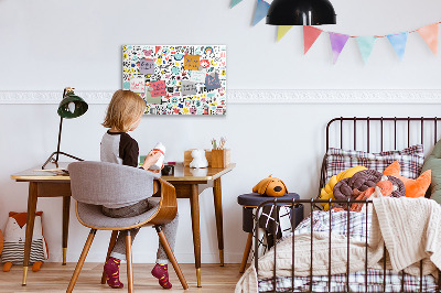 Magnetic wall board with sketch illustrations