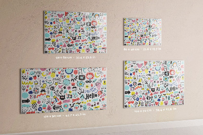 Magnetic wall board with sketch illustrations