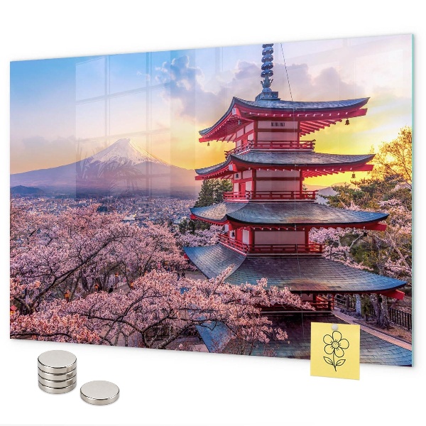 Magnetic board with Japanese construction design