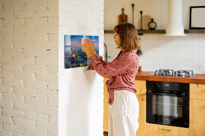 Magnetic board for wall city at night design