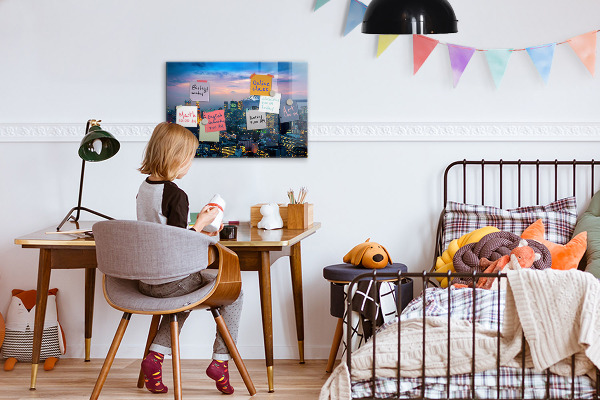 Magnetic board for wall city at night design