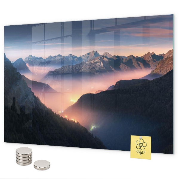 Magnetic board landscape of mountain peaks