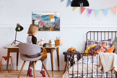 Magnetic wall board mountain landscape design