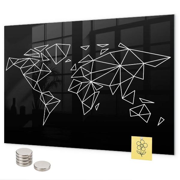 Magnetic world map board for wall