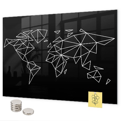 Magnetic world map board for wall