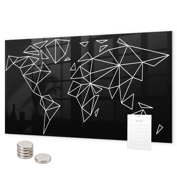 Magnetic world map board for wall