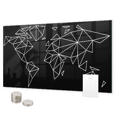 Magnetic world map board for wall