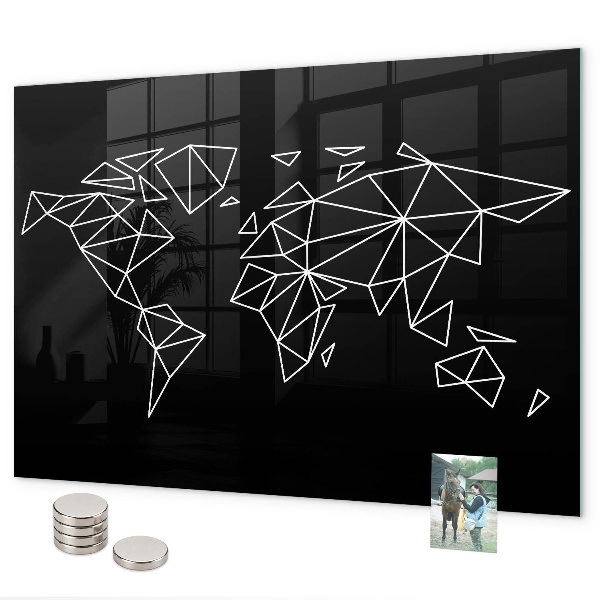 Magnetic world map board for wall