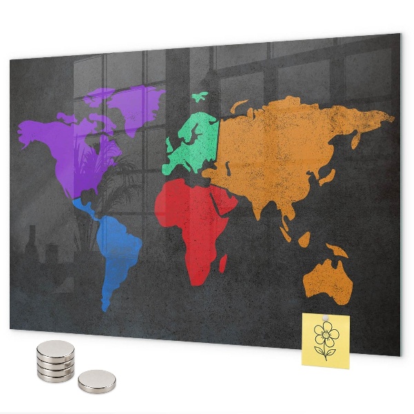 World map magnetic board for wall
