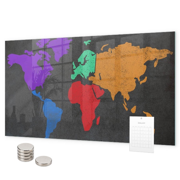 World map magnetic board for wall