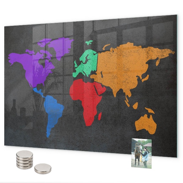 World map magnetic board for wall