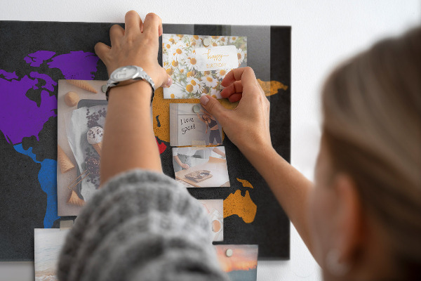World map magnetic board for wall