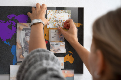 World map magnetic board for wall