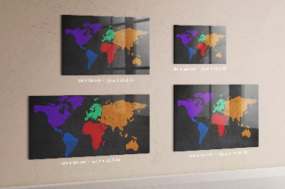 World map magnetic board for wall