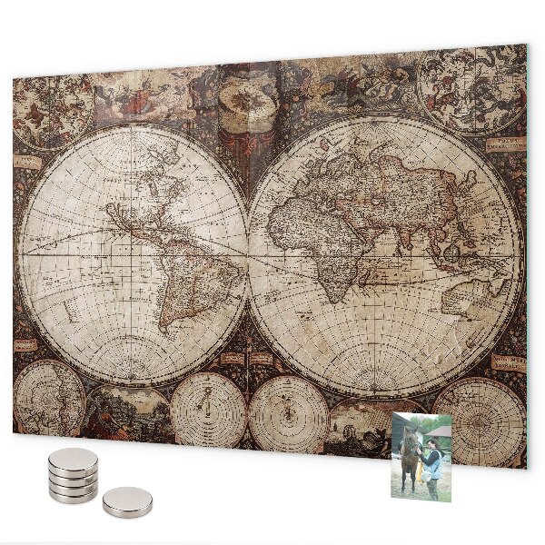 Magnetic board old world map design
