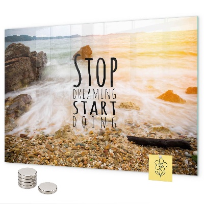 Magnetic board for wall with motivational text