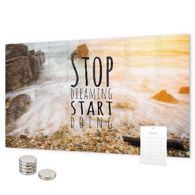 Magnetic board for wall with motivational text