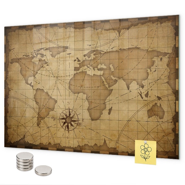 Magnetic board old world map design
