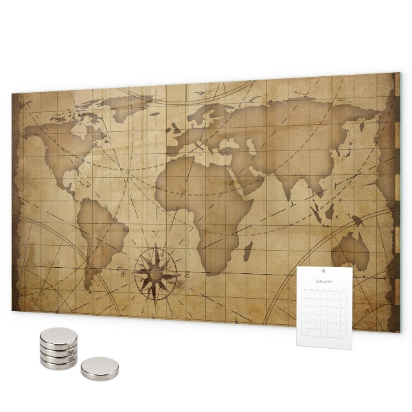 Magnetic board old world map design