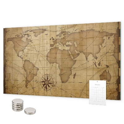 Magnetic board old world map design