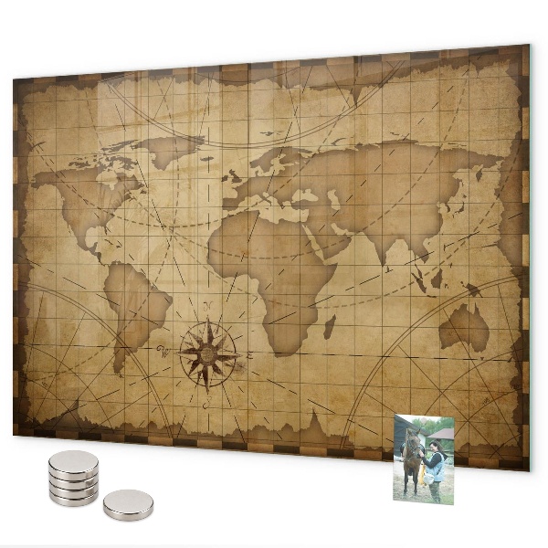 Magnetic board old world map design