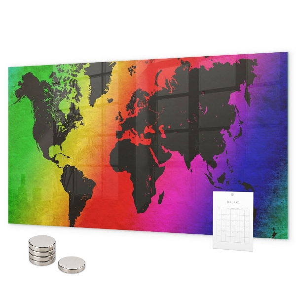 World map magnetic board for wall