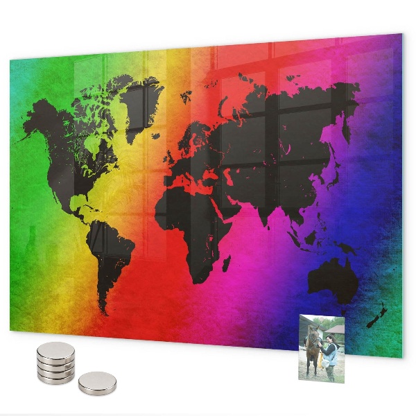 World map magnetic board for wall