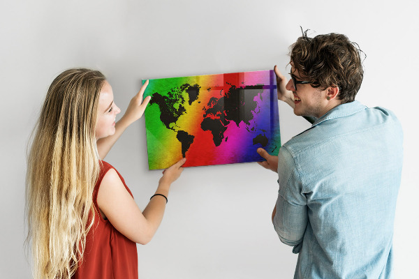 World map magnetic board for wall