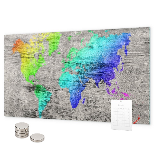 World map with magnetic board