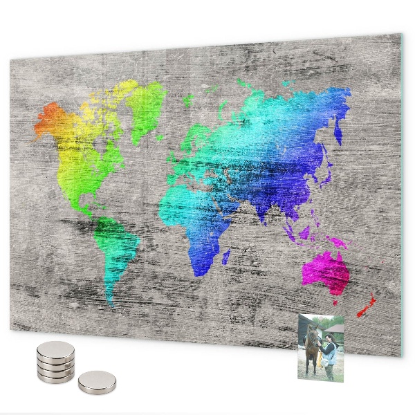 World map with magnetic board