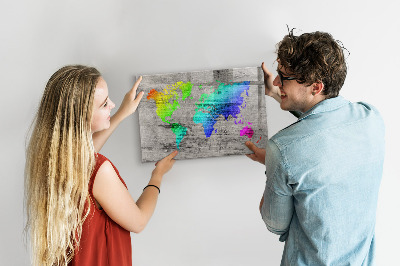 World map with magnetic board